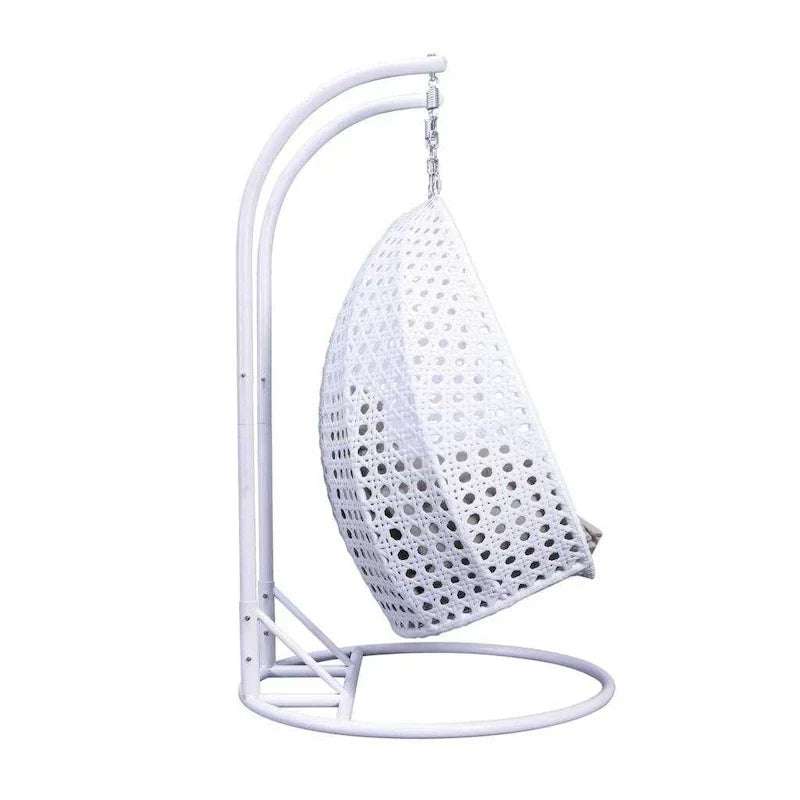 LeisureMod 2 Person Hanging Egg Chair with Stand - Outdoor/Indoor Rattan Wicker Patio Swing Hammock Lounger with Cushions – Image 38
