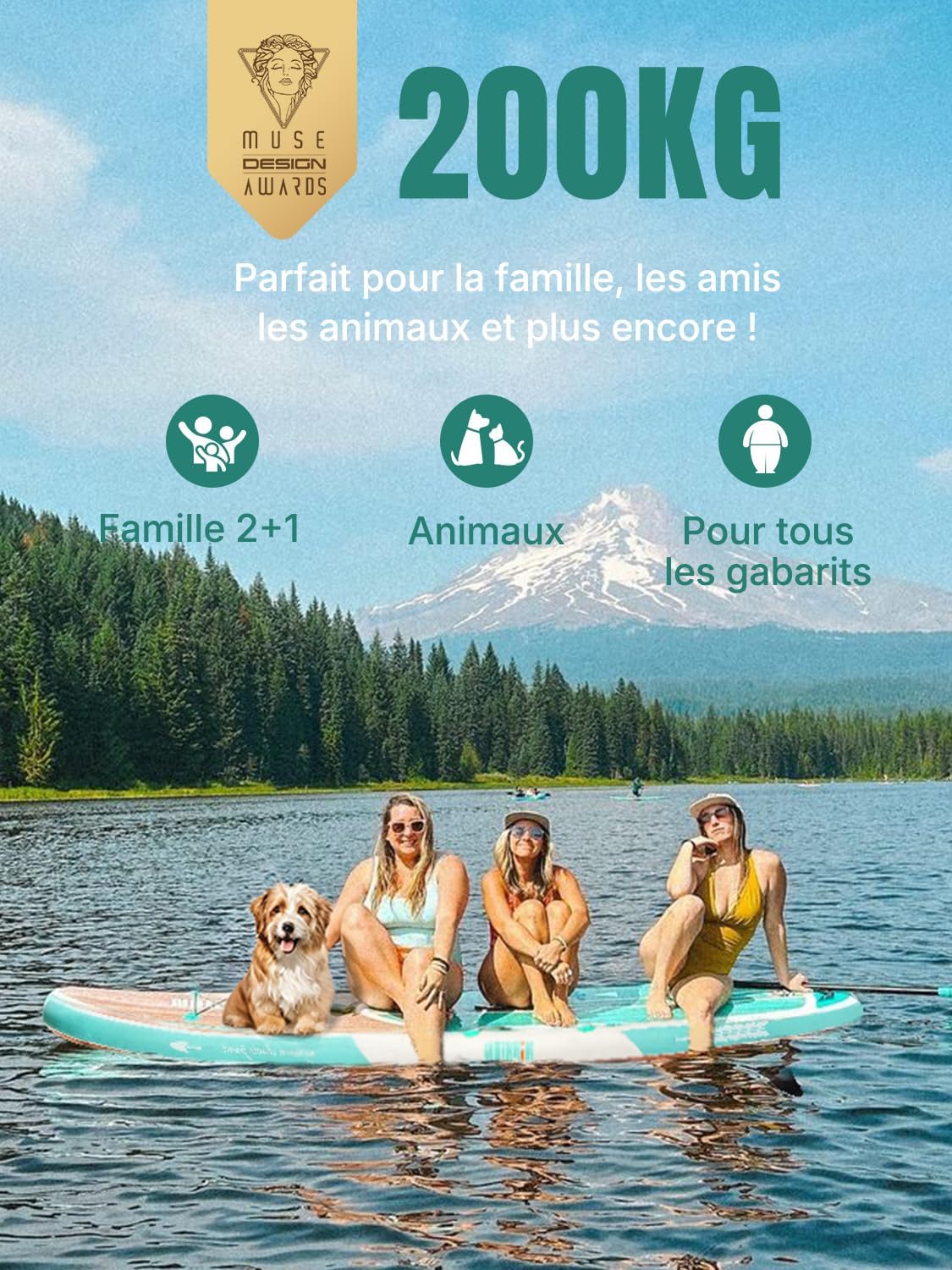 Niphean Paddle Gonflable Adulte avec Tous Les Accessoires, 320cm Planches de Stand Up Paddle Gonflables pour Tous Les Niveaux, Sup avec Capacité 200 kg pour 2 Personnes, Paddle Gonflable avec Siège – Image 4