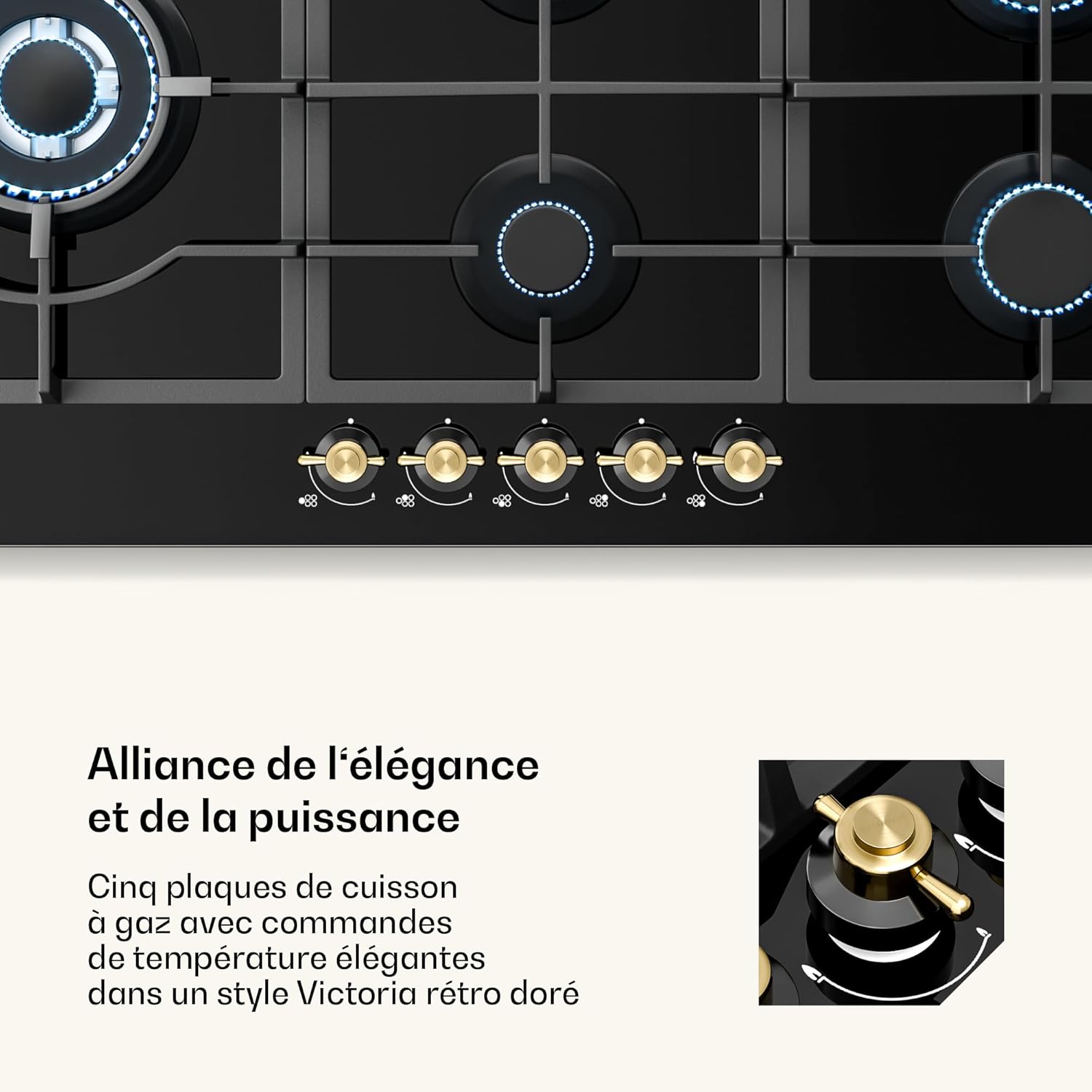 Klarstein Table de Cuisson à Gaz avec 5 Brûleurs – Plaque de Cuisson Encastrable 11100W, Surface en Acier Inoxydable, Compatible GPL – Image 4