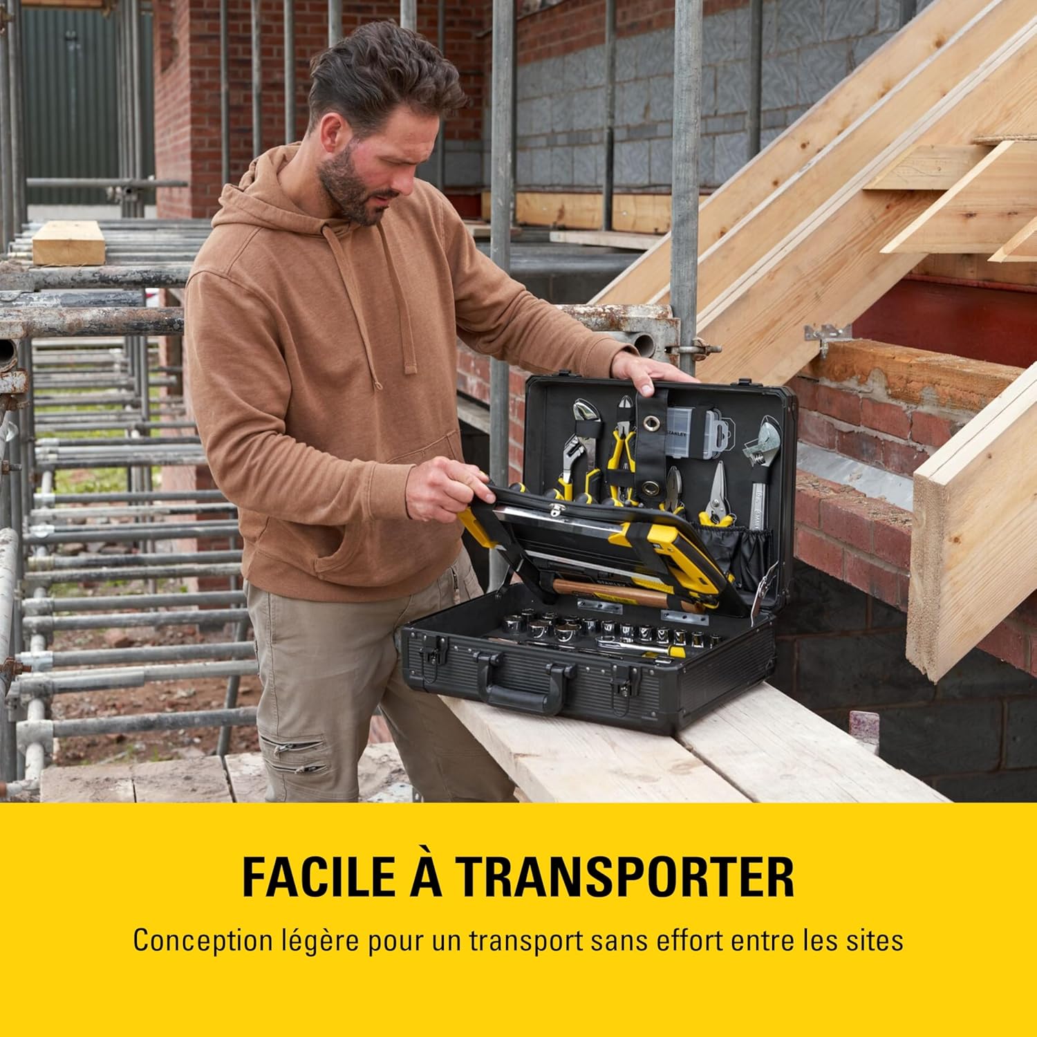 STANLEY Valise de Maintenance 142 Pièces - Pinces et Coupe-Touts, Clé à Molette, Niveau, Mesure, Tournevis, Scie à Métaux, Cutter, Marteau, Outils pour Serrage-Vissage STMT98109-1 – Image 6