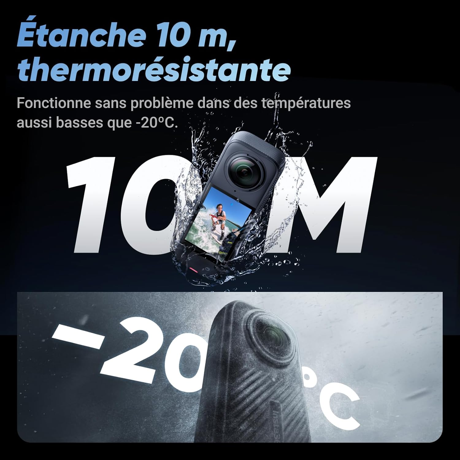 X4 - Caméra d'action 360° 8K étanche, vidéo grand angle 4K, effet de perche à selfie invisible, protège-objectifs amovibles, 135 min d'autonomie, édition IA, stabilisation, pour sport, voyage – Image 7