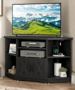 Alternative view of Farmhouse Corner TV Stand Entertainment Center Media Console for TVs up to 55 with Power Outlet