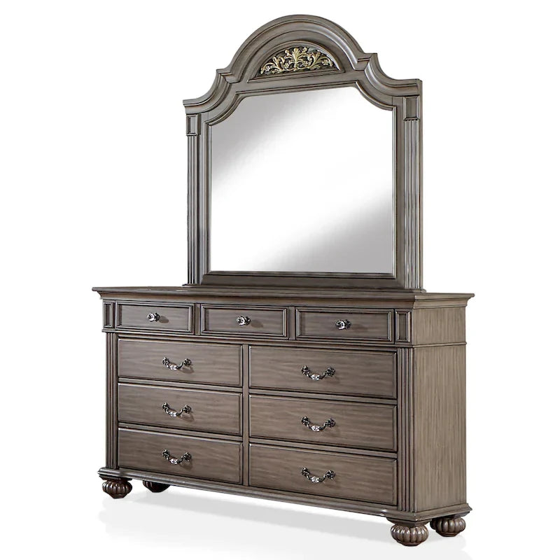 5-Piece Traditional Poster Bedroom Set, Grey Wood Finish, Classic Style – Image 18