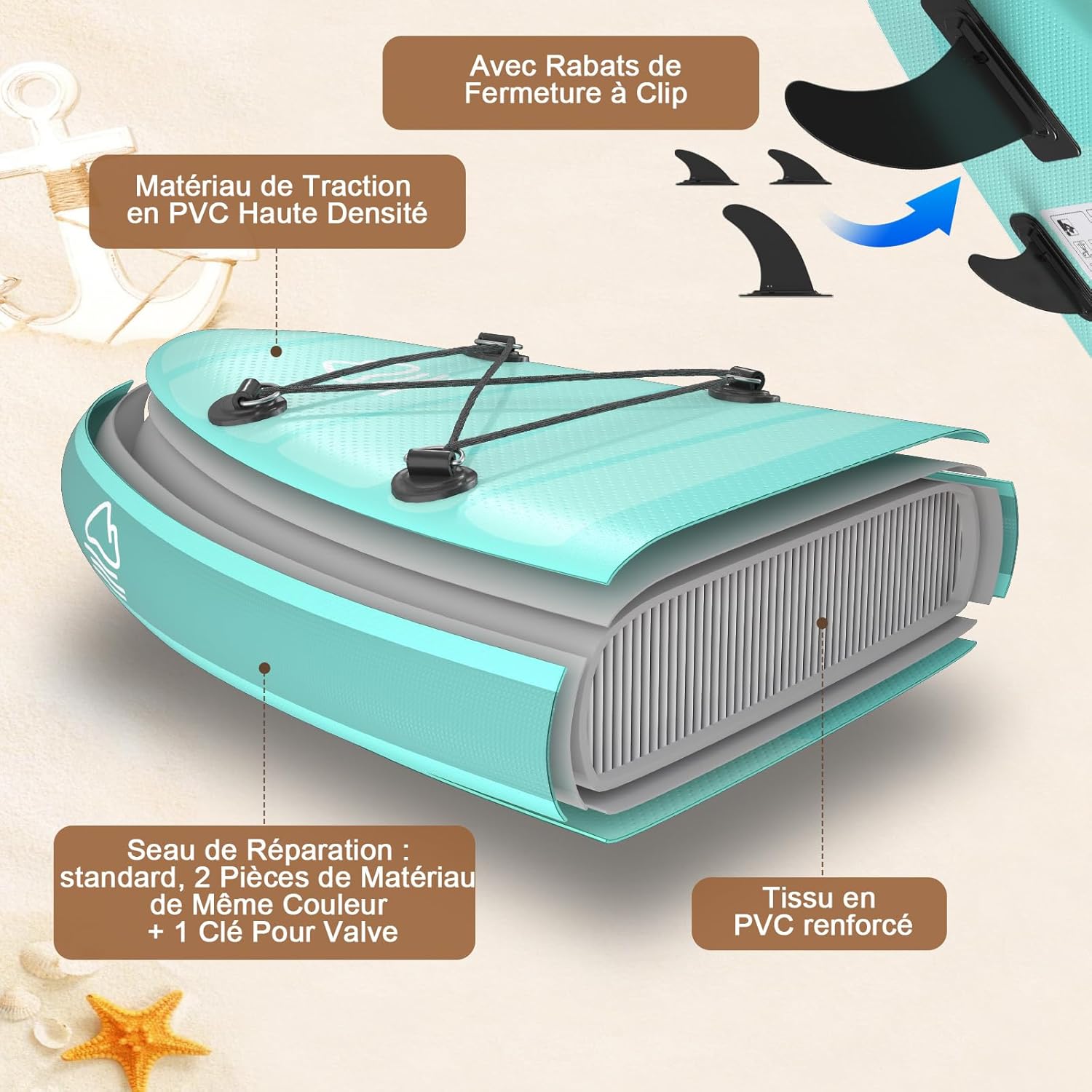 JUMMICO Stand Up Paddling Board, 320 cm x 80 cm x 15 cm, Planche de Sup Gonflable, Stand Up Paddle 2-en-1 avec siège de Kayak, Protection réglable Contre Les Rayures et Accessoires, jusqu'à 160 kg – Image 4