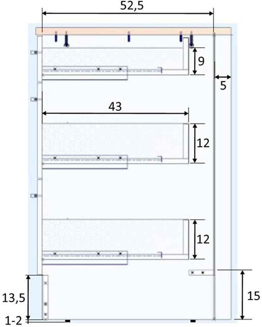 PEGANE Meuble Bas de Cuisine de 3 tiroirs avec Plan de Travail Coloris Blanc Brillant/chêne Canadien - Hauteur 90 x Longueur 60 x Profondeur 60 cm – Image 6