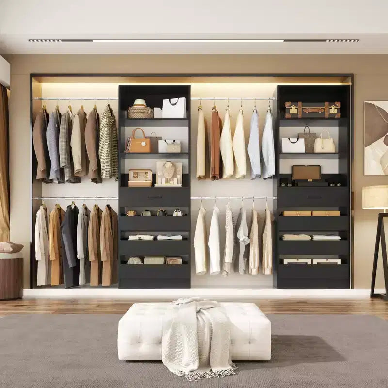 Besiost Closet System with 8 Wooden Drawers and 4 Hanging Rods – Image 2