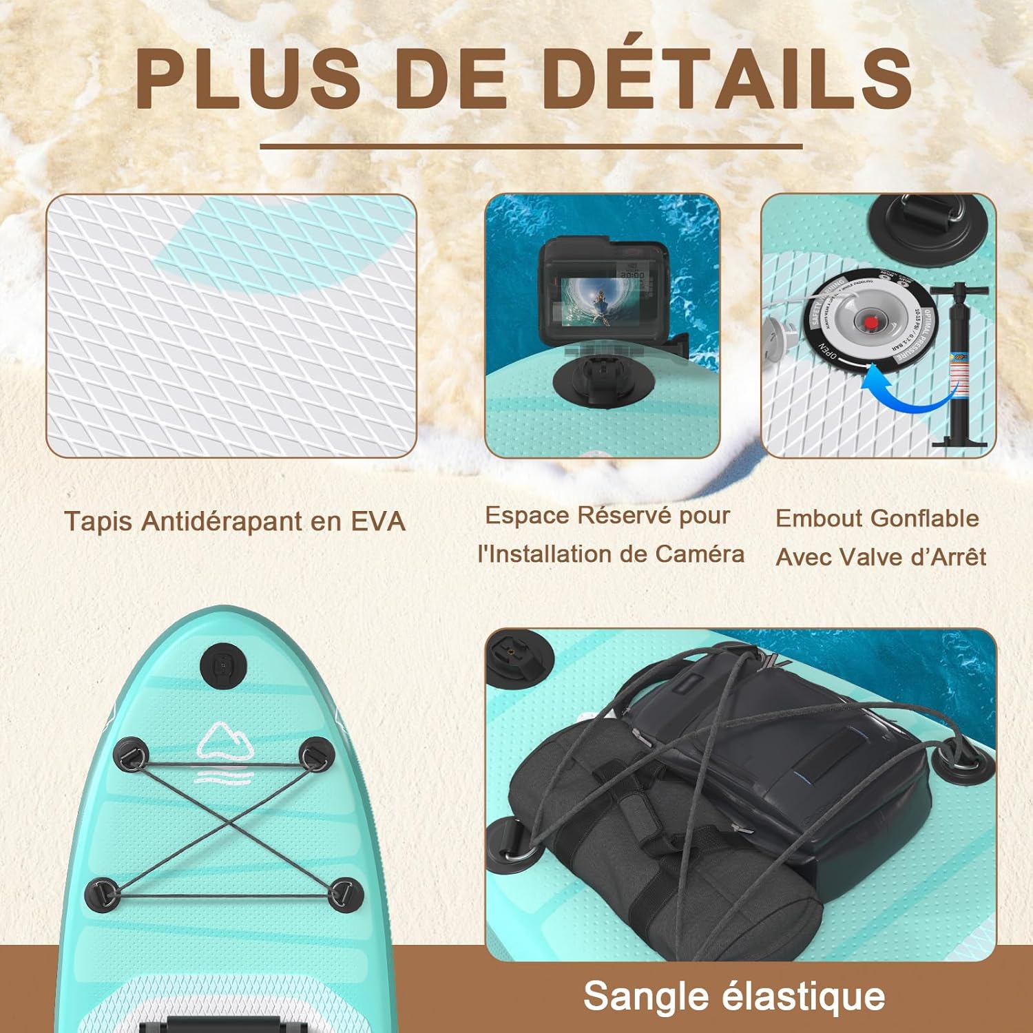 JUMMICO Stand Up Paddling Board, 320 cm x 80 cm x 15 cm, Planche de Sup Gonflable, Stand Up Paddle 2-en-1 avec siège de Kayak, Protection réglable Contre Les Rayures et Accessoires, jusqu'à 160 kg – Image 5
