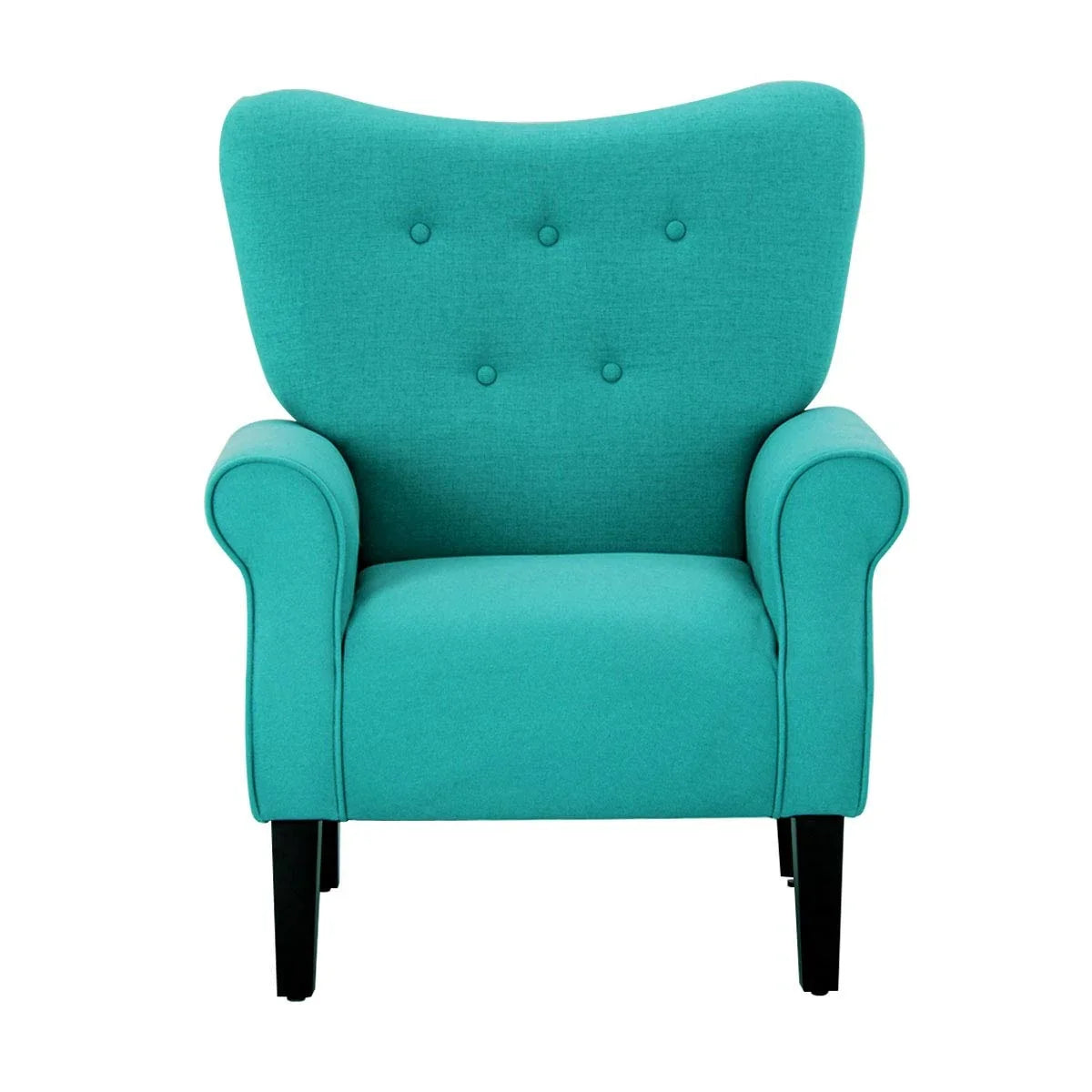 Erommy Modern Accent Chair, High Back Armchair, Upholstered Fabric Button Single Sofa with Wooden Legs for Living Room – Image 37