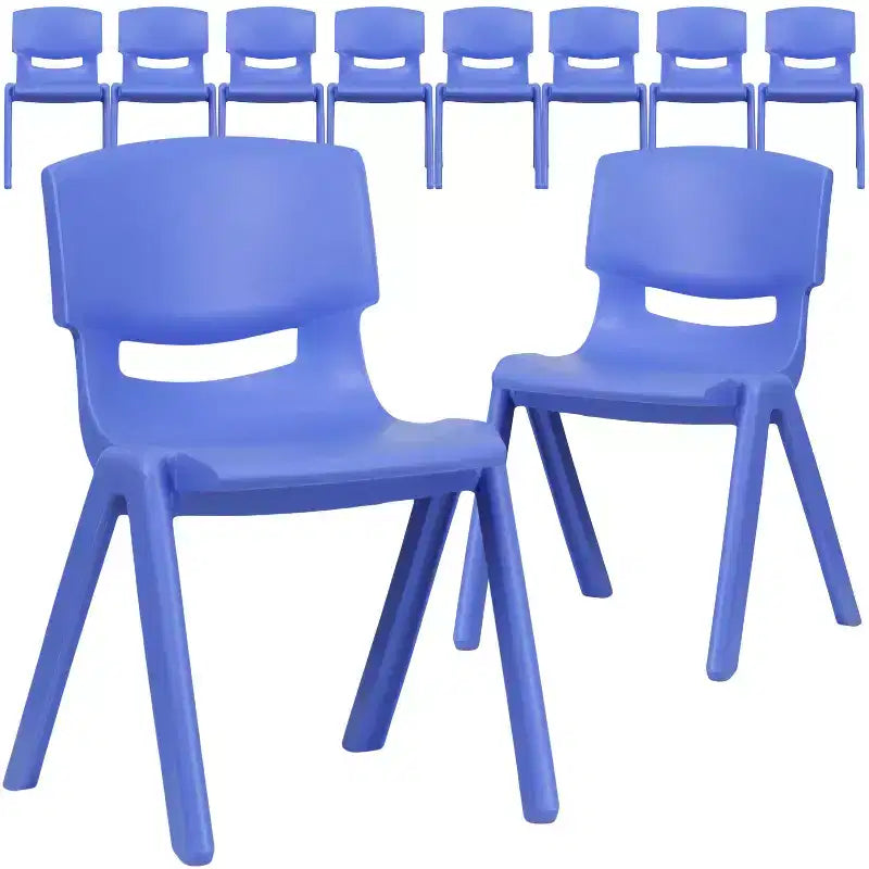 Flash Furniture 10 Pack Plastic Stackable School Chair with 13.25 Seat Height – Image 2