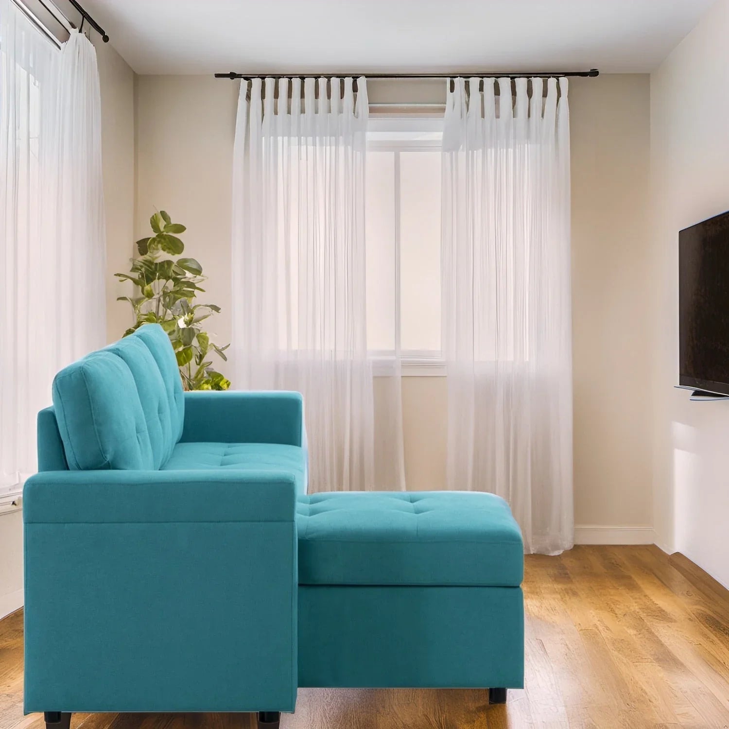 Convertible Reversible Sectional Sofa with Pull-Out Sleeper Bed, Hidden Storage Chaise, and Durable Legs – Image 104