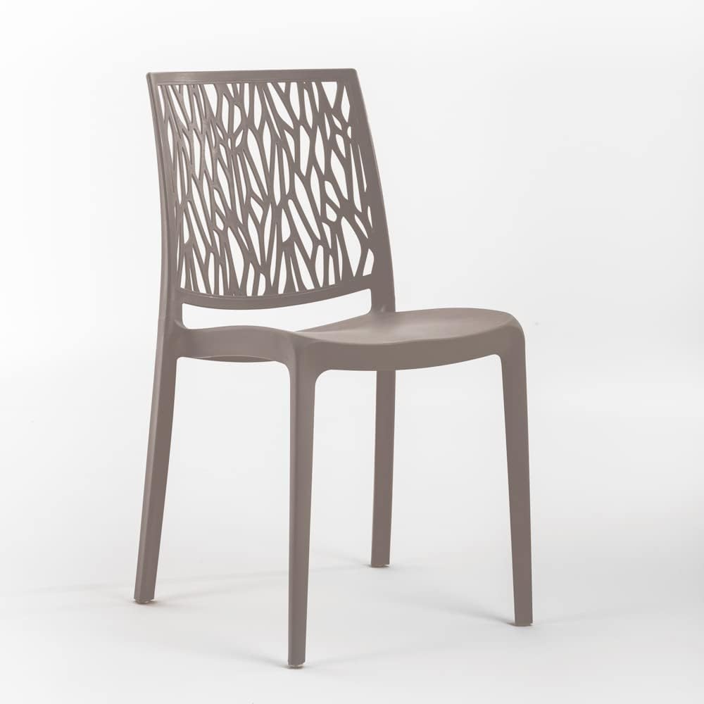 RATTATAN Lisa - Chaises en résine renforcée de Fibre de Verre, empilables, Usage intérieur et extérieur (4, Gris Tourterelle) – Image 3