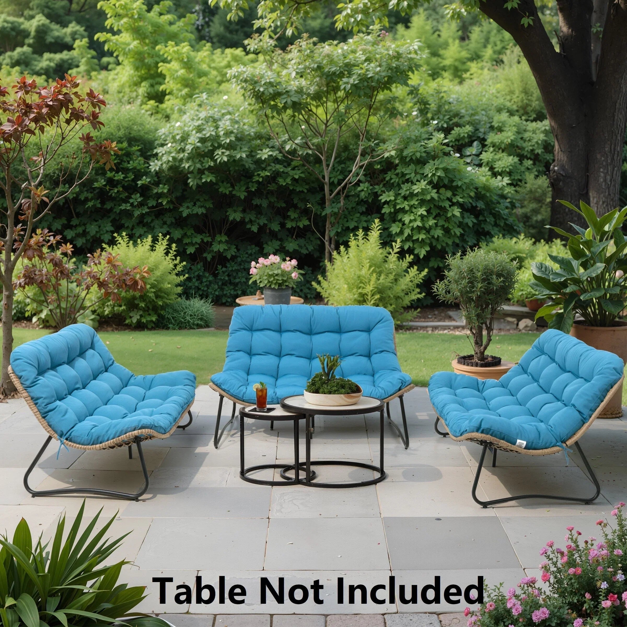 Double Papasan Chair Loveseat with Cushion, All-weather PE Rattan and Metal Frame for Indoor Outdoor – Image 11