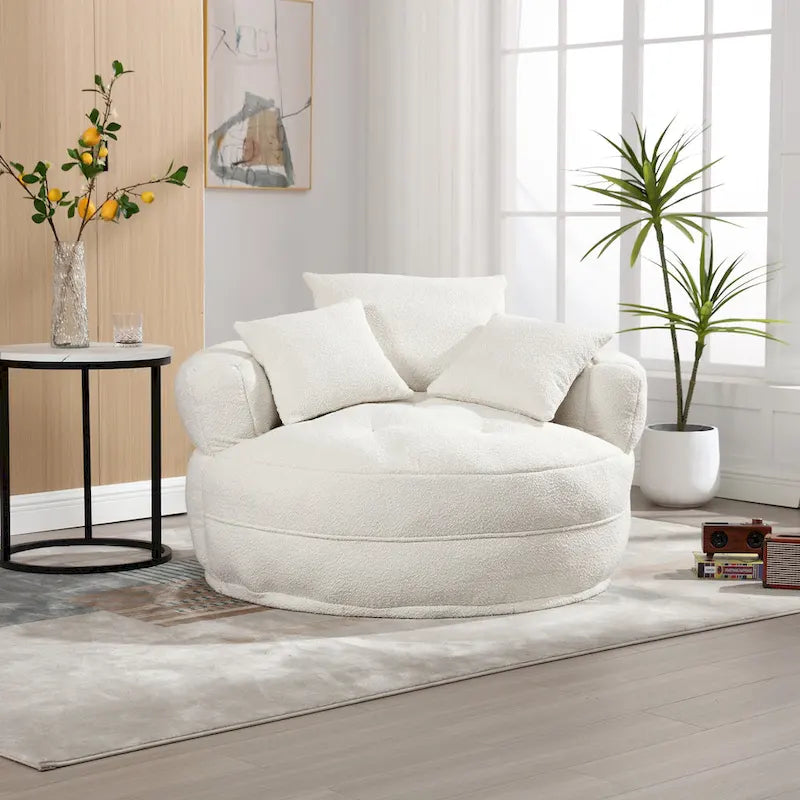 Round Lazy Sofa Chair – White/Blue/Grey/Yellow/Orange/Rose Red/Navy/Green, Single & Couple Seat – Image 11