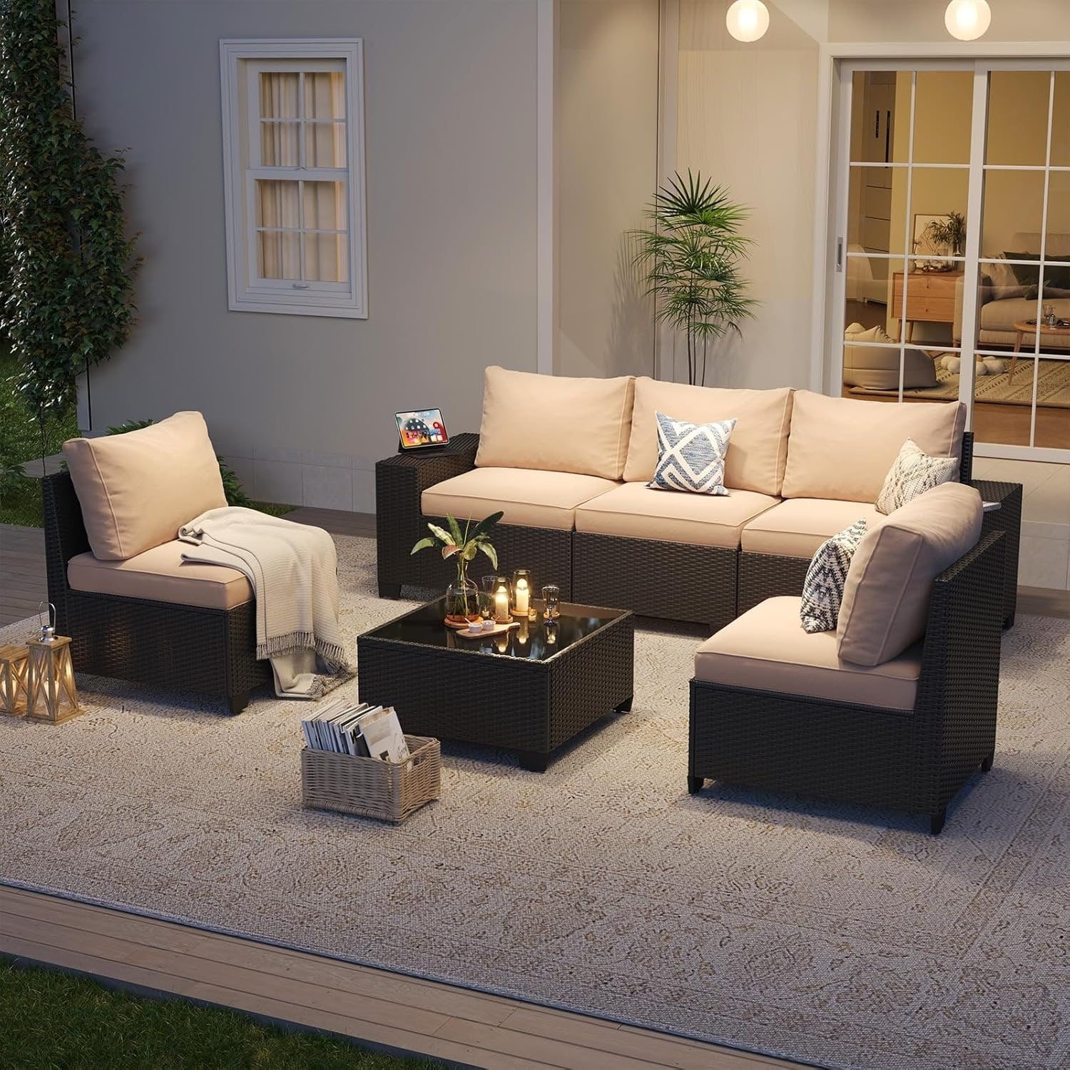 Outdoor Patio Furniture Sets with 4in Thicken Cushion – Image 31