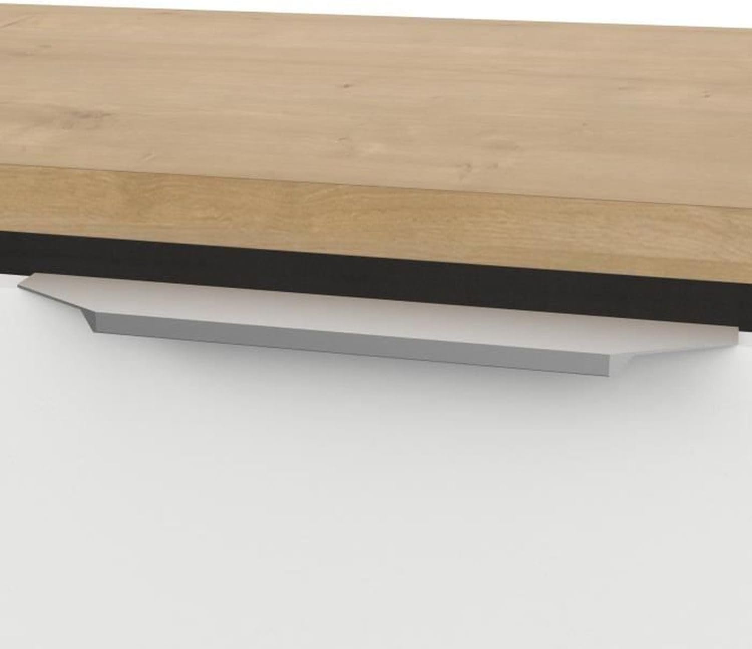 Buffet Moderne 4 Portes et 1 Tiroir - Style Scandinave - Coloris Blanc Mat et Chêne Hamilton - 160,7 x 39,6 x 85,6 cm – Image 6