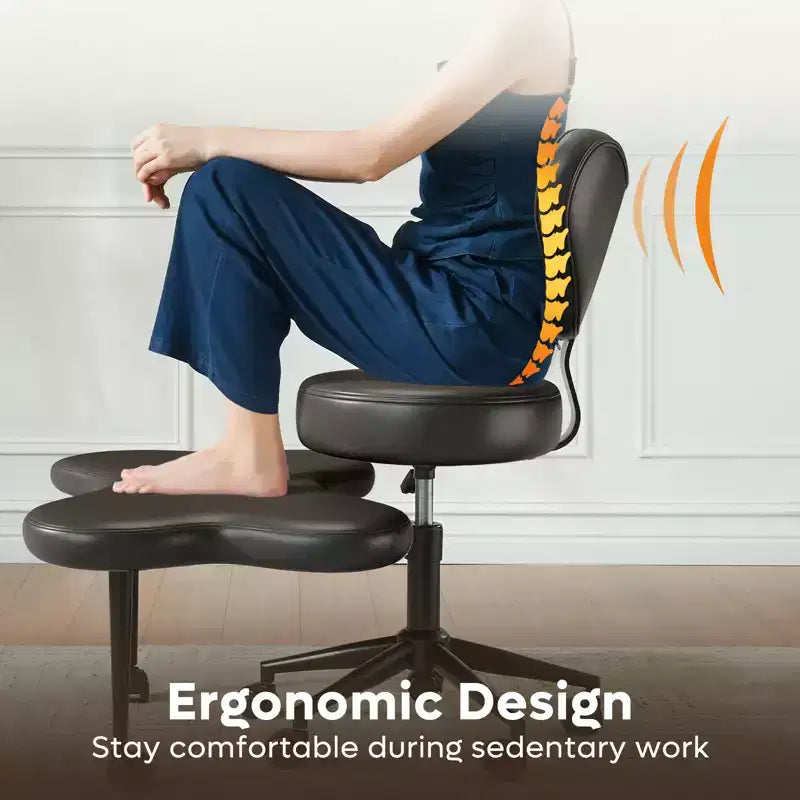 Pinmoco Ergonomic Criss Cross Office Chair, Height Adjustable Meditation Chair, 360 Swivel, Lumbar Support, Task and Office Chair, ADHD Chair – Image 3