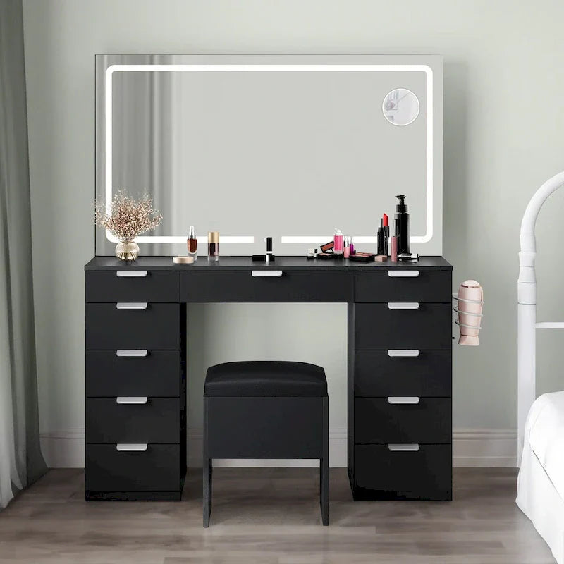 Moasis 46 Vanity With Built-in Socket With Illuminated Mirror and Hair Dryer Rack - 55.8 H X 46 W X 11.7 D – Image 14