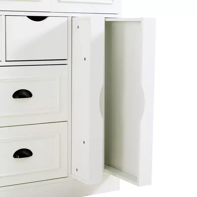 Whisen 71'' Tall Freestanding Kitchen Pantry, Large Dining Storage Cabinet Cupboard Sideboards With 4 Foldable Doors, Shelves, Wine Racks – Image 13