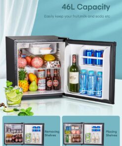 Alternative view of FOHERE Mini Réfrigérateur 46L, Petit Frigo avec Thermostat Réglable, Économie d'Énergie, Silencieux, Porte Réversible, Minibar, Adapté à la Maison et au Bureau, Dortoir, Hôtel, Inox