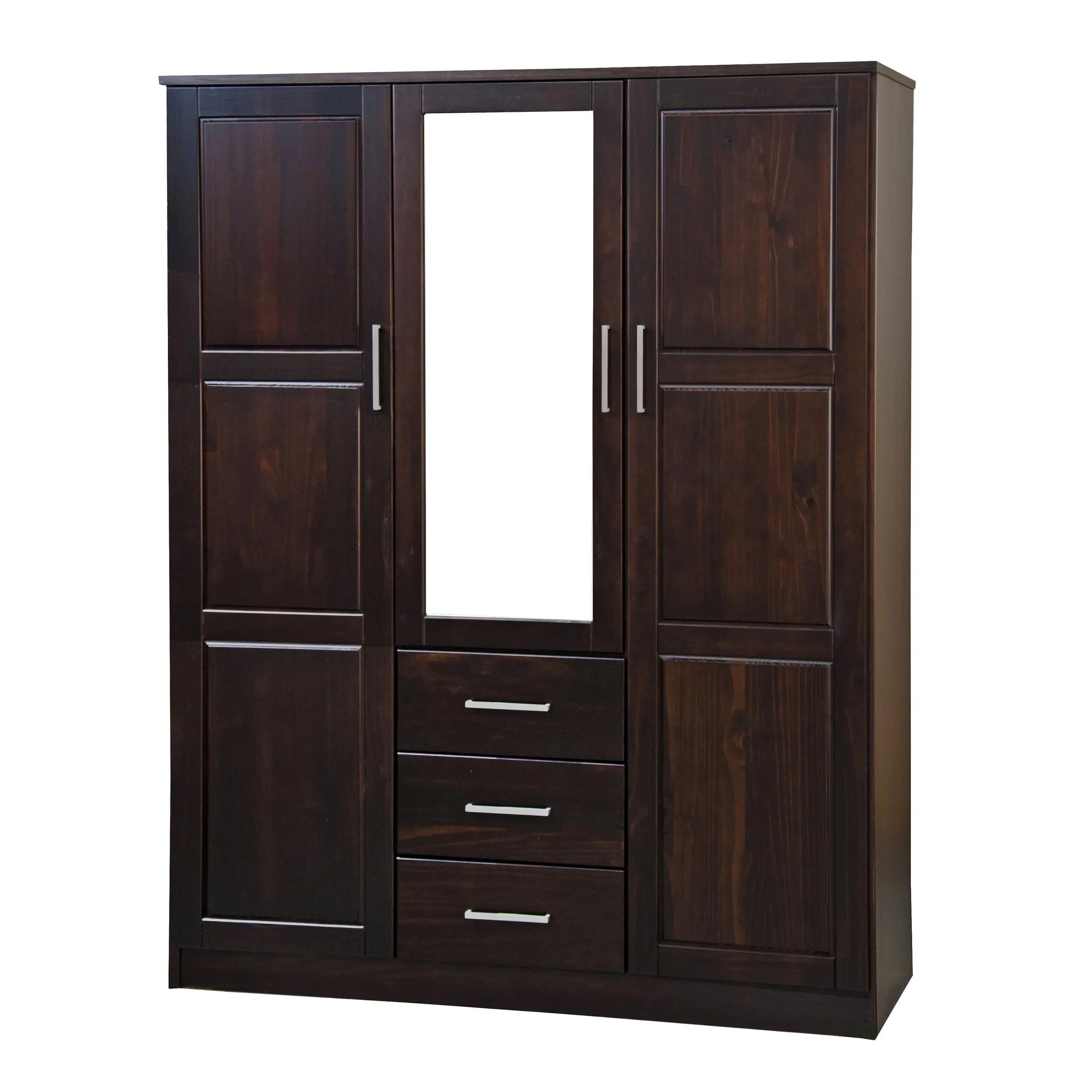 Palace Imports 100% Solid Wood Cosmo 3-Door Wardrobe Armoire with Solid Wood or Mirrored Doors – Image 8