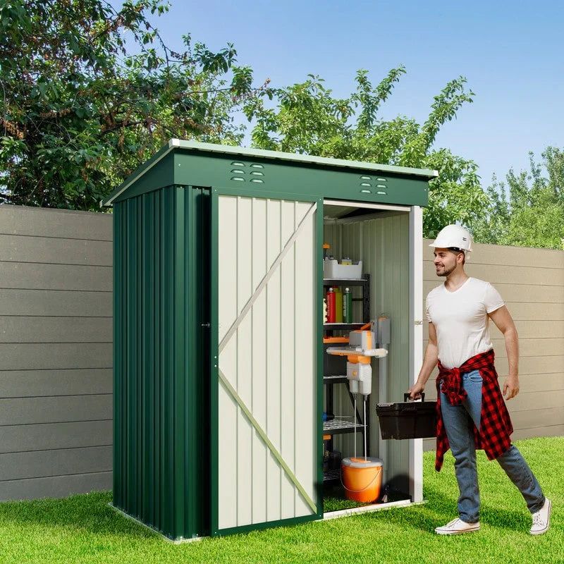 Outdoor Storage Metal Shed Garden Tool Shed with Lockable Door for Patio Furniture and Tools – Image 12