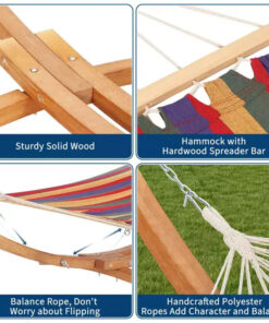 Alternative view of Hammock Stand, Heavy Duty Wood Outdoor Weatherproof Universal Stand - 475 Lbs Curved for Patio, Backyard, Indoor