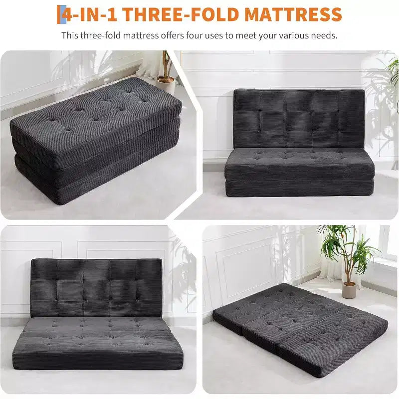 39x75 Tri-Fold Memory Foam Sofa Bed 6 Tufted Mattress – Image 2