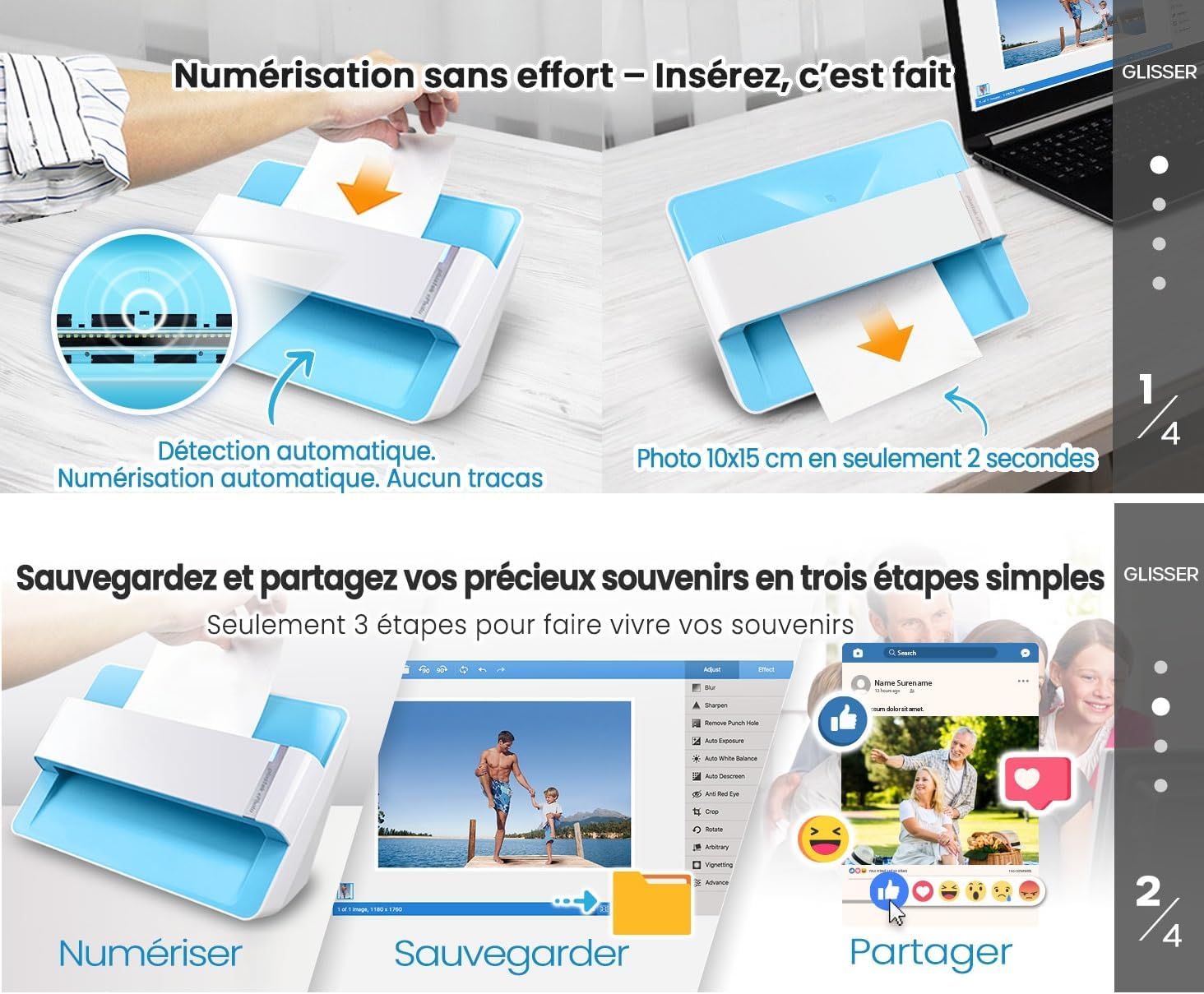 Scanner Photo Plustek - ePhoto Z300, récompensé par Le German Design Award 2018, numérisez des Photos 4 x 6 en 2 s, alignement Automatique et découpe avec capteur CCD Prend en Charge Mac et PC. – Image 2