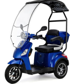 Scooter Électrique 3 Roues Draco avec Toit - Moteur Puissant 800W - Assemblé et Prêt à l'Emploi - Frein Électromagnétique - Couleur Bleu