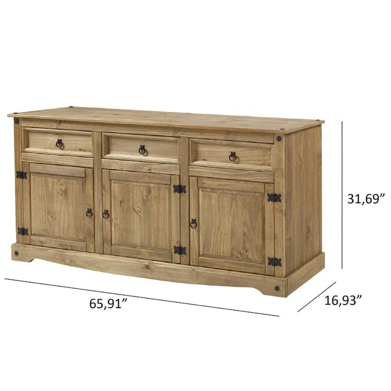 65 Wood Buffet Sideboard Farmhouse - Corona Collection – Image 11