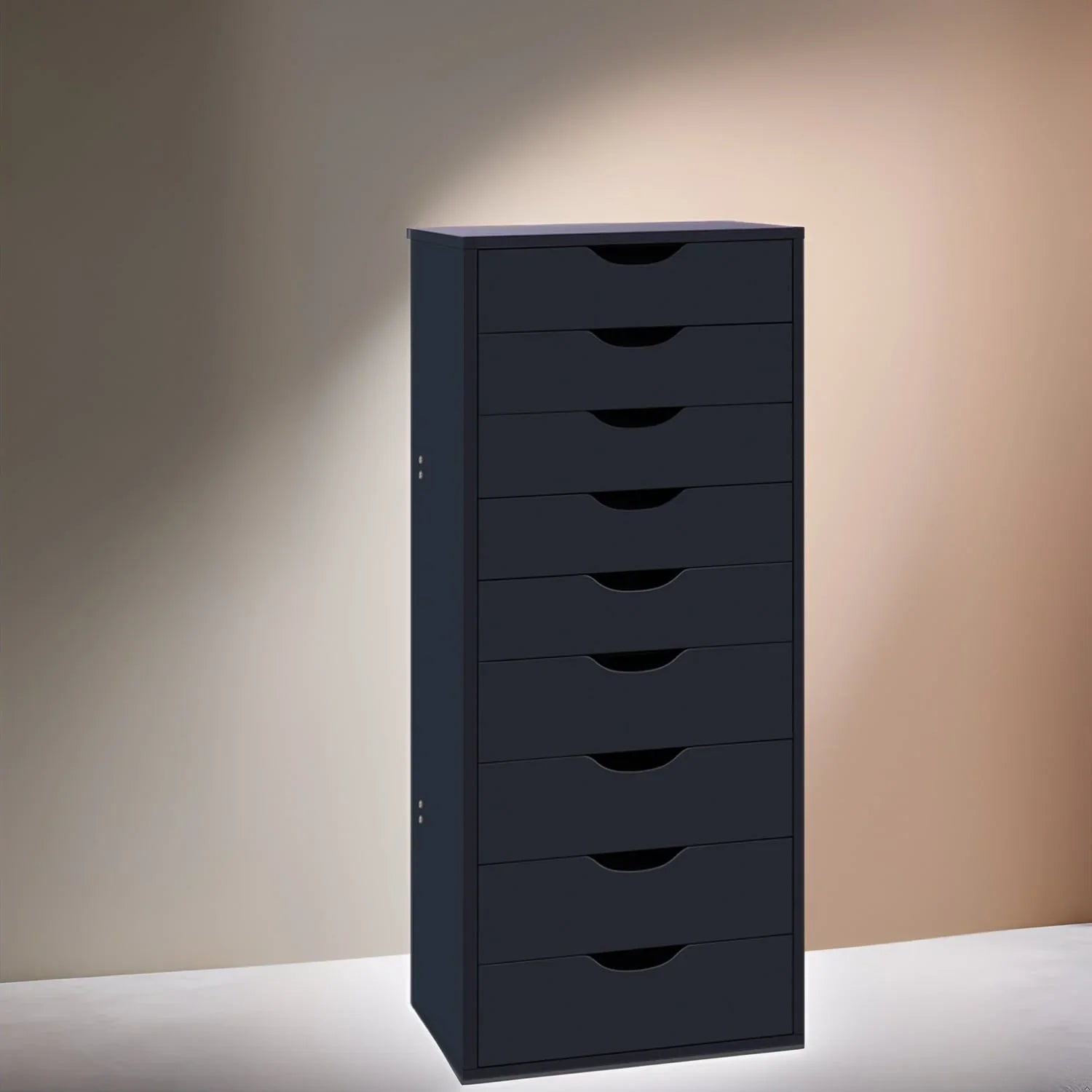 Narrow Wooden 9-Drawer Cabinet with Smooth-Glide Drawers and Top Storage Shelf – Image 7