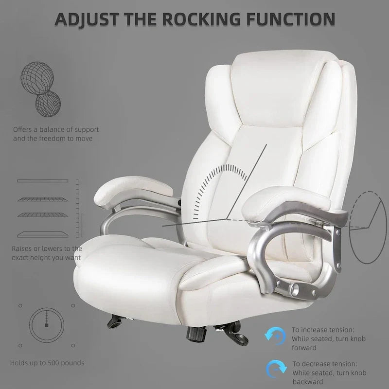 Bossin Big and Tall Executive Office Chair,500LBS Adjustable Lumbar Support Ergonomic Chair with High Back PU Leather Computer – Image 20