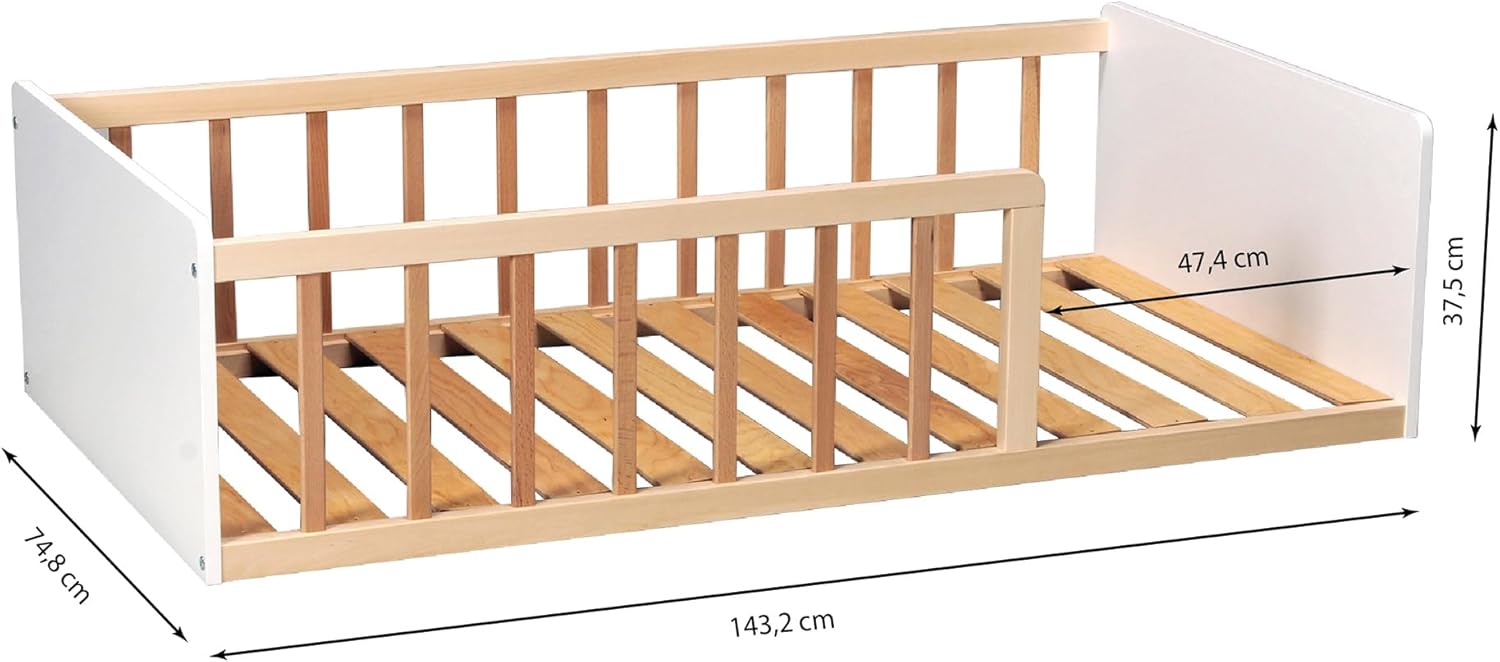 LIT Pilou 70x140 + sommier, Blanc et Naturel – Image 2