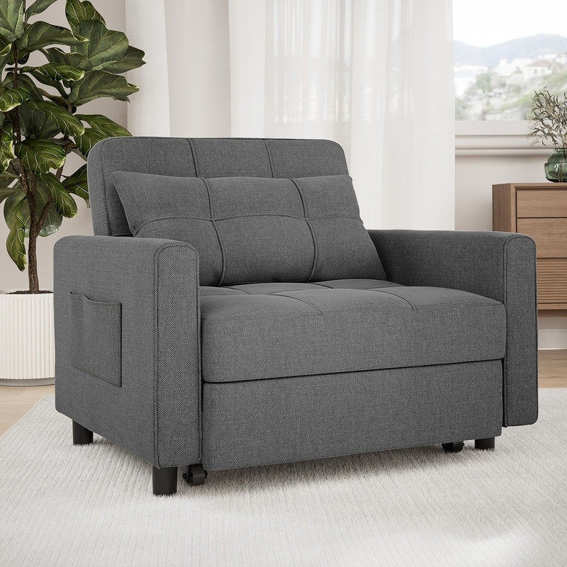 3-in-1 Adjustable Sleeper Sofa Bed, Pull Out Chair Sofa, Convertible Folding Bed for Living Room – Image 27