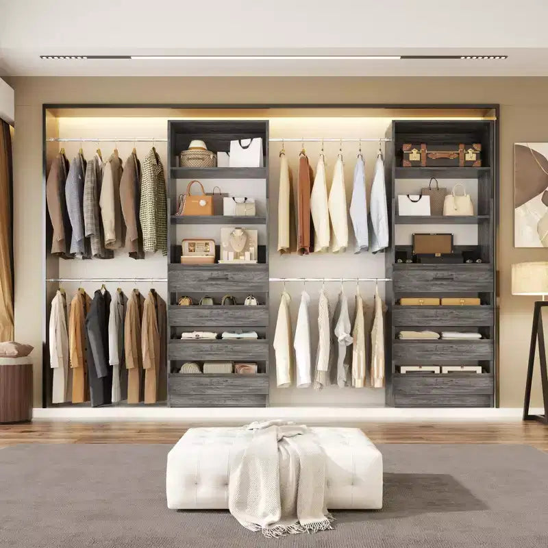 Besiost Closet System with 8 Wooden Drawers and 4 Hanging Rods – Image 12