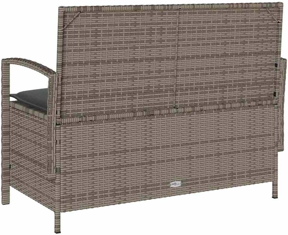 vidaXL Banc de Rangement de Jardin avec Coussin Gris résine tressée, Banc de Jardin, Banc de Jardin, Banc de Patio, Banc d'extérieur, Banc de Parc – Image 8