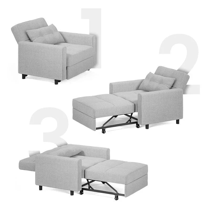 3-in-1 Adjustable Sleeper Sofa Bed, Pull Out Chair Sofa, Convertible Folding Bed for Living Room – Image 46