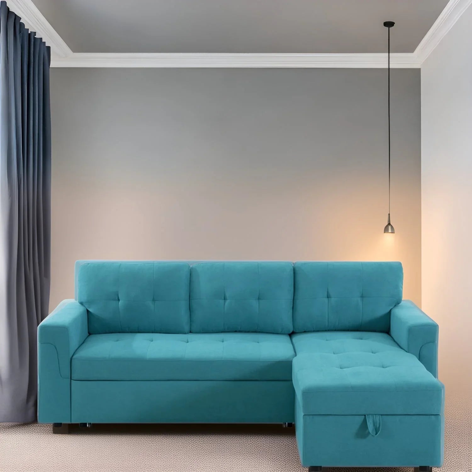 Convertible Reversible Sectional Sofa with Pull-Out Sleeper Bed, Hidden Storage Chaise, and Durable Legs – Image 11