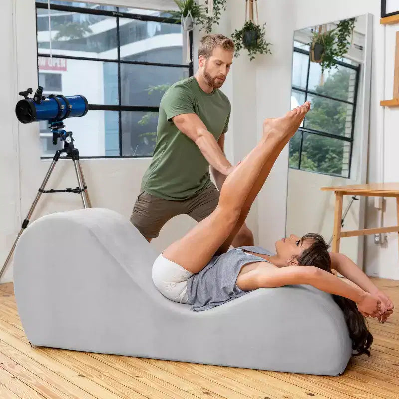 Avana Sleek Chaise Lounge for Yoga - Made in The USA - Great for Stretching, Relaxation, Exercise & More, 60D x 18W x 26H Inch, Light Grey – Image 43