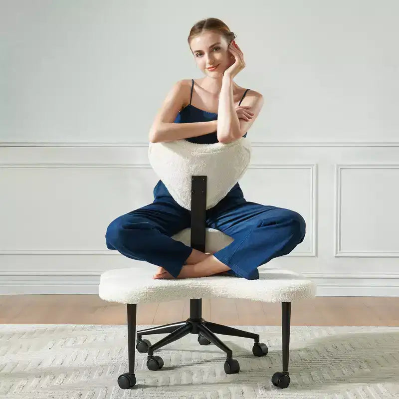 Pinmoco Ergonomic Criss Cross Office Chair, Height Adjustable Meditation Chair, 360 Swivel, Lumbar Support, Task and Office Chair, ADHD Chair – Image 2