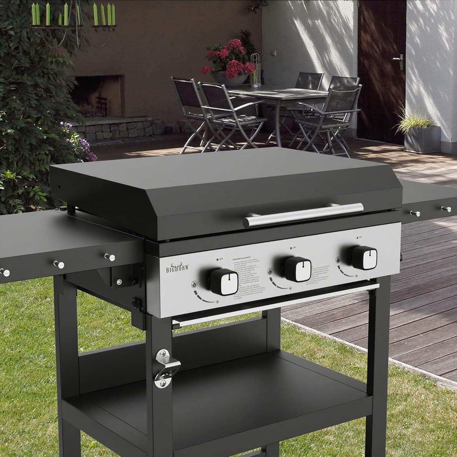 BIGHORN Plancha gaz de 3 brûleurs avec chariot et couvercle;7.2kw – Image 5