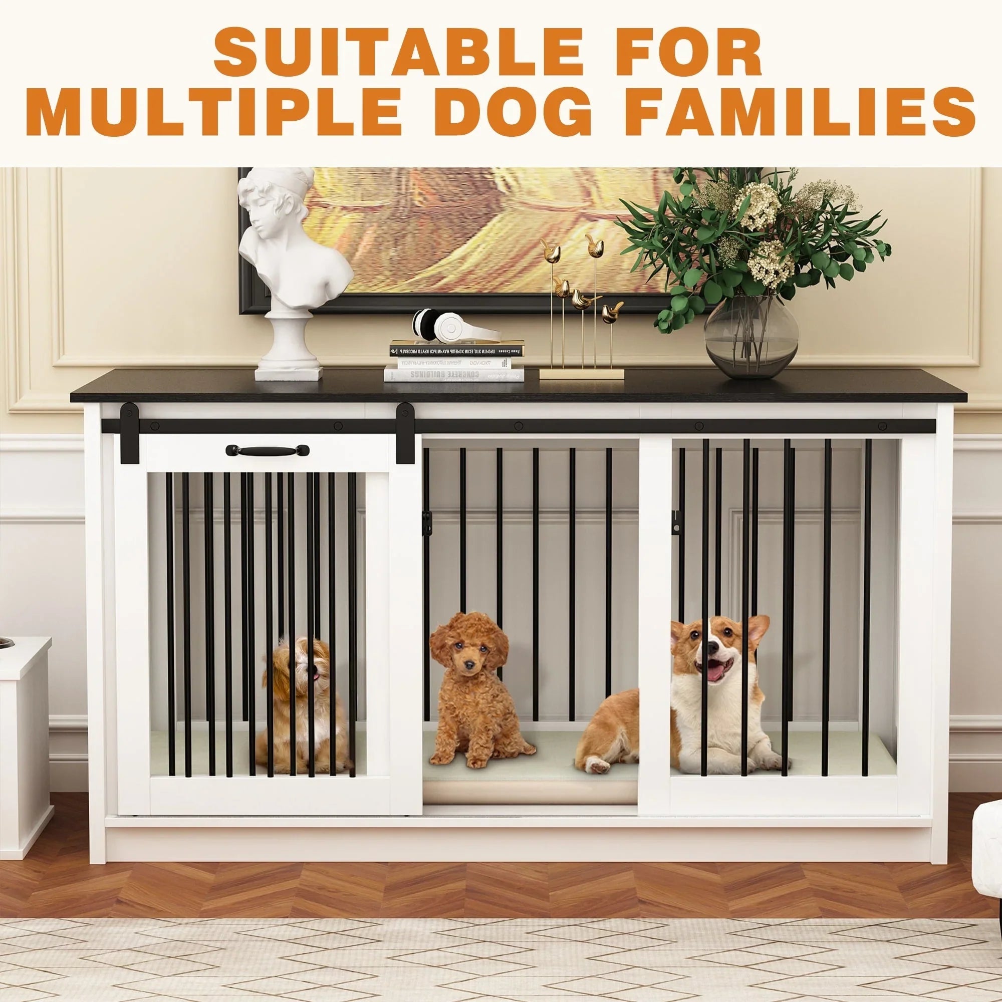 Pet Residence with Iron Tube Reinforcement Stylish & Sturdy Dog Crate – Image 30