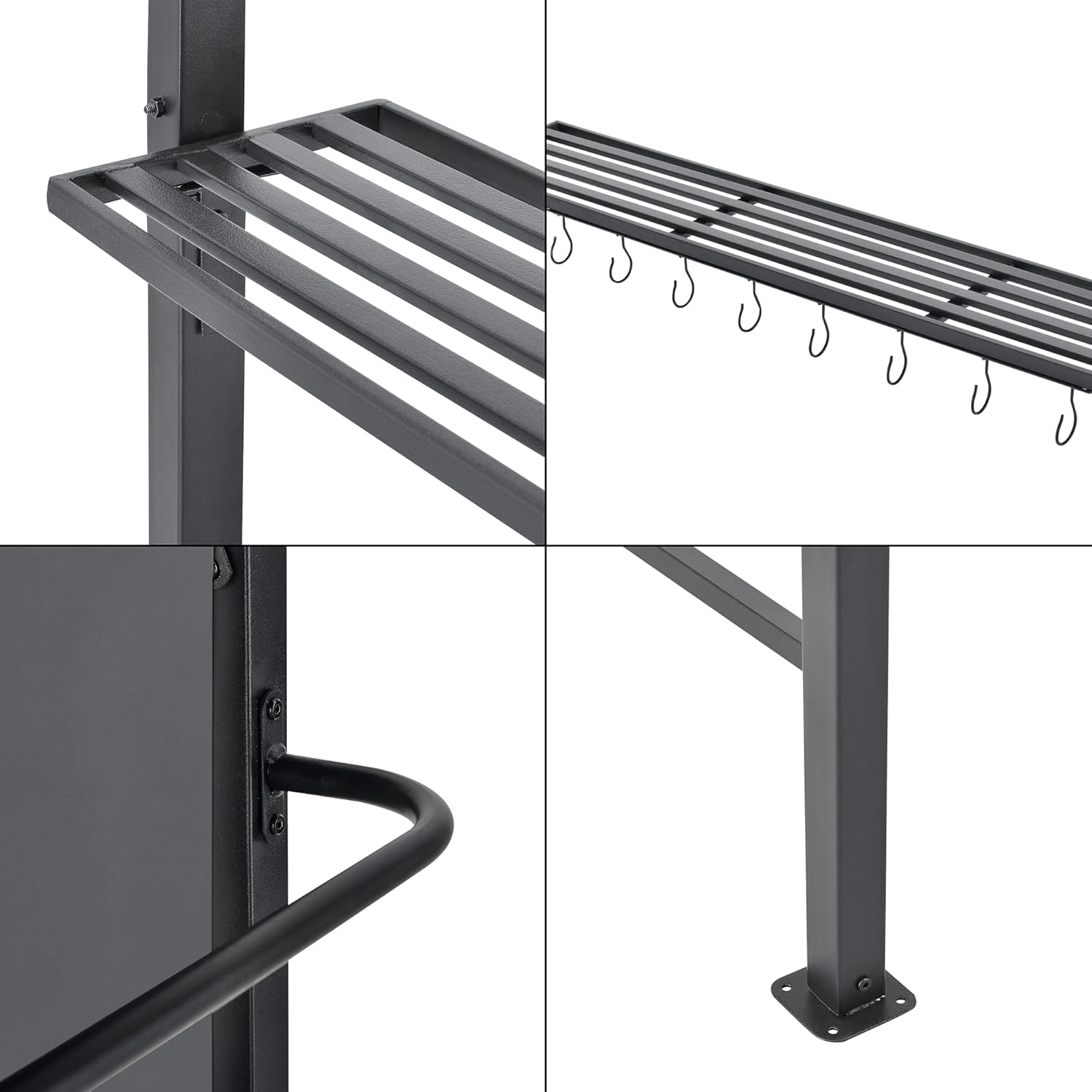 Tonnelle de Barbecue Auvent de Réception pour Jardin Tente avec Comptoir et Crochets Belvédère Robuste Extérieur Acier Laqué Polyester 215 x 220 x 140 cm Anthracite Gris Foncé – Image 3