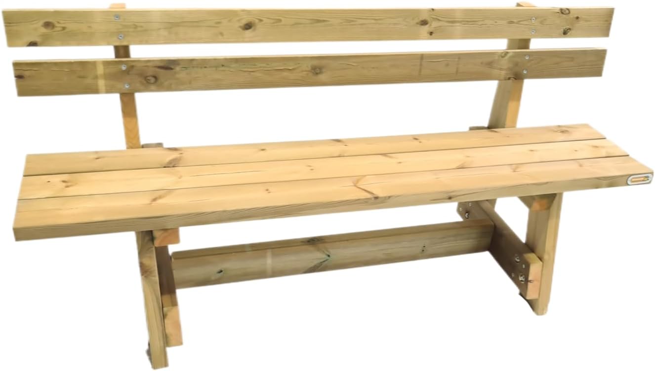 MASGAMES Banc avec dossier VIC Bois traité pour l'extérieur Autoclave Niveau IV 180 cm de long – Image 8