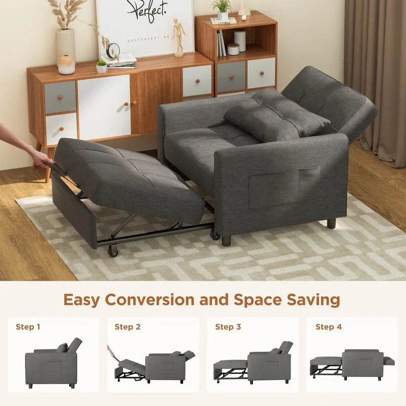 3-in-1 Adjustable Sleeper Sofa Bed, Pull Out Chair Sofa, Convertible Folding Bed for Living Room – Image 68