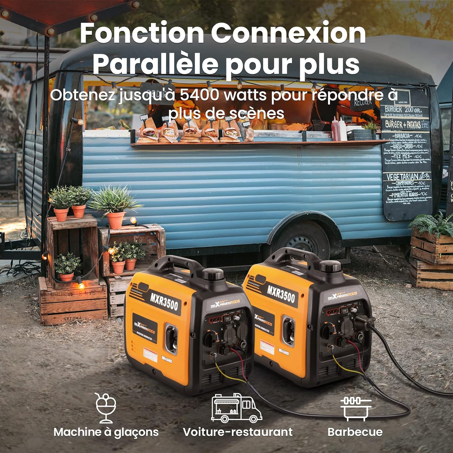 maXpeedingrods 3300W Groupe Electrogene Silencieux Inverter Essence avec Prises USB et 230V Générateur Electrique 4 Temps Generator Léger Secours pour les Caravanes, Garage, Jardin, Camping – Image 4