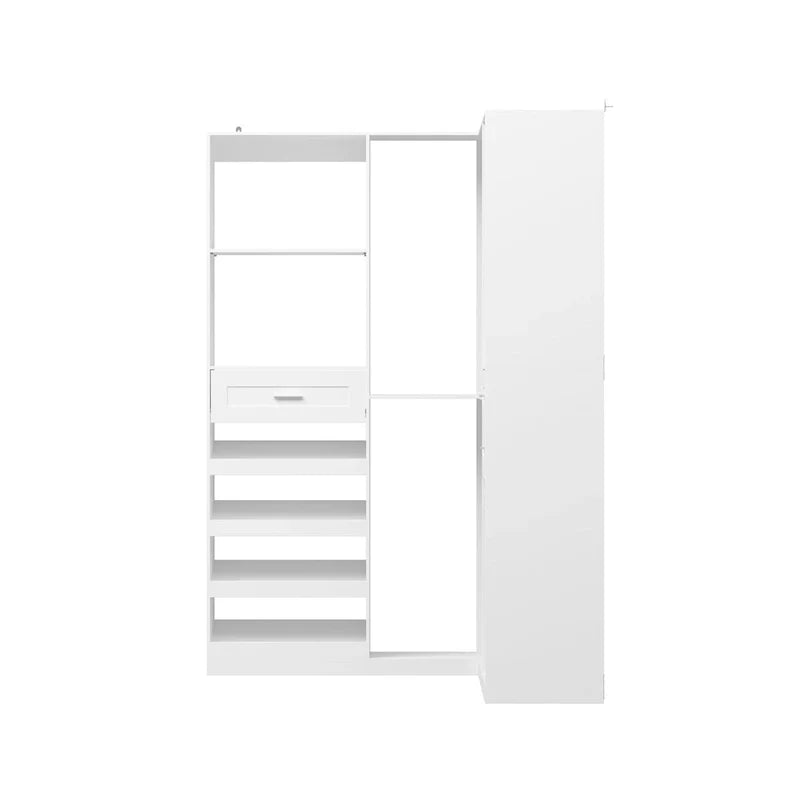 Corner Wardrobe Closet with 2 Hanging Rods, Pants Rack, and Shoe Storage Organizer Armoires – Image 15