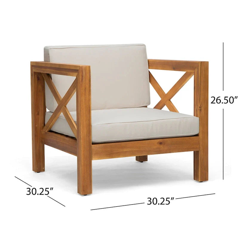 Brava Outdoor Acacia Wood 6-piece Chat Set by Christopher Knight Home – Image 27