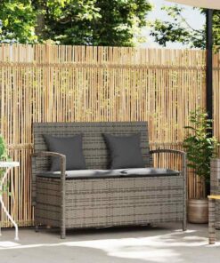 Alternative view of vidaXL Banc de Rangement de Jardin avec Coussin Gris résine tressée, Banc de Jardin, Banc de Jardin, Banc de Patio, Banc d'extérieur, Banc de Parc