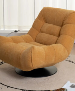 Yellow Trufted Chenille Fabric Swivel Accent Chair